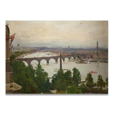 Imagem de The River Seen From Home John Lavery Classic Realist Portrait & War Scene Canvas Art – Decoração de parede de arte irlandesa para casa 30x42 cm Un Framed