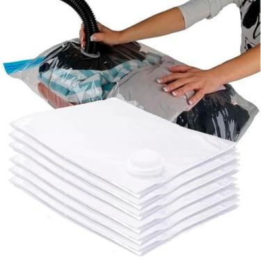 Imagem de Kit com 6 Saco A Vácuo Para Roupas Tamanho 70x100cm Porta Edredom Cobertor Toalhas e Roupas Organizador Mala de Viagem Closet