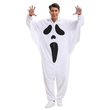 Imagem de ADOMI Fantasias de fantasma de Halloween para adultos, cosplay, festa, assustador, terno masculino, Branco, GG