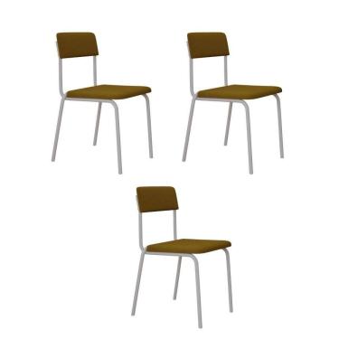 Imagem de Cadeira Fit Fixa C/4 Pes 475 X 505 X 810 Mm C/3 Un Pés Brancos. Mostarda Mostarda