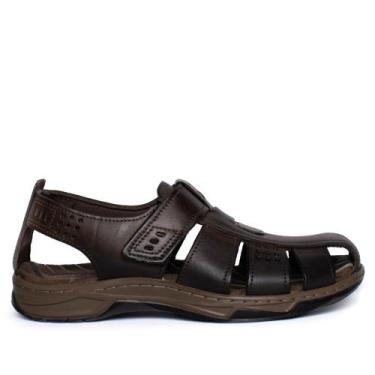 Imagem de Sandália Masculina Pegada Soft Walk Couro Marrom Escuro, Marrom escuro