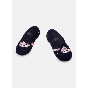 Imagem de Meia Sapatilha Puket Antiderrapante com Aplique Bebê Menina Unicórnio 