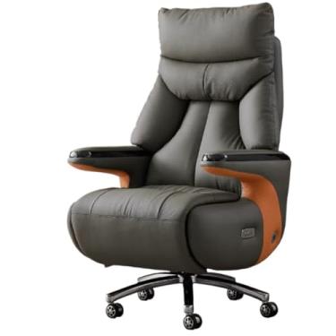 Imagem de ZzleoyuUUs-12 Cadeira de escritório inteligente de couro elétrico cadeira executiva de massagem reclinável para sala de estudo confortável cadeira de computador longa