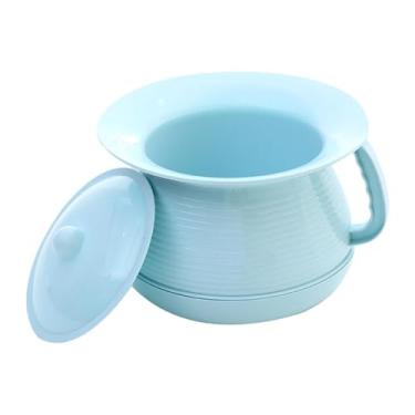 Imagem de FashionCha Cuspideira com tampa, mictório noturno compacto, vaso sanitário de cabeceira para crianças, para uso doméstico de emergência no quarto, Azul