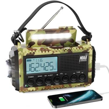 Imagem de Rádio meteorológico Raynic Solar Hand Crank Emergency 5 maneiras