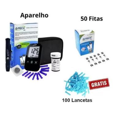 Imagem de G tech aparelho de glicemia Completo + 50 tiras e 100 lancetas - Accum