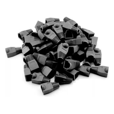 Imagem de Kit com 100 capas preta rj45 rede cat5e cat6 alta qualidade - TEBERA  