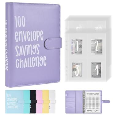 Imagem de Fichário de desafio de 100 envelopes, desafio de economia de dinheiro 100 envelopes, fichário de orçamento para economizar dinheiro A5 com envelopes de dinheiro para economizar $5.050 planejador de