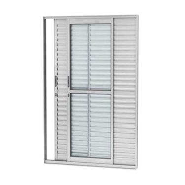 Imagem de Porta Balcão 3 Folhas Aluminio Brilhante C/Fechadura 2,10x1,20