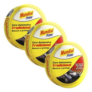 Imagem de Kit 3 Cera Automotiva Polir Carro Cristalizadora Pasta 200g Mundial Pr