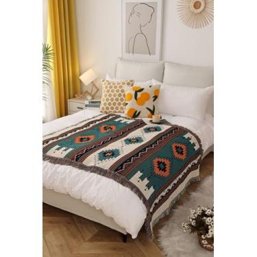 Imagem de Cobertor com estampa asteca, boho, macio, sherpa, tradicional, sudoeste, navajo, estilo tribal, quente, para acampamento, exterior, leve, aconchegante, boêmia, cobertor para sofá, cama, 129,5 x 160 cm