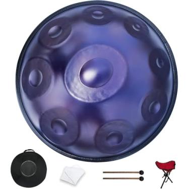 Imagem de 9-12 Notas 22inch Purple Performer Em Ré Menor 432hz Handpan Steel Drum Com Suporte De Handpan, Caixa De Handpan, Gold, 9 tones