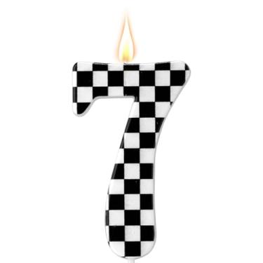 Imagem de Vela de aniversário temática de carros de corrida, com número de bandeira quadriculada, velas pretas e brancas, enfeite de bolo de feliz aniversário, decorações de festa para meninos, carros de