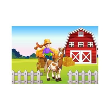 Imagem de Painel de Lona Fazendinha Carroça - Fabrika de Festa, 500x250cm