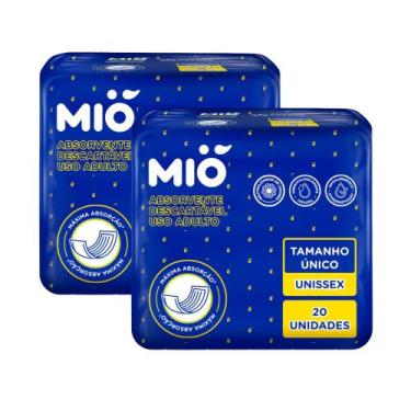 Imagem de Kit 2 Absorvente Descartável Mió Adulto Unissex Tamanho Único 20 Unida