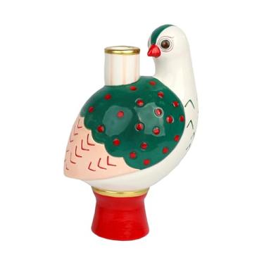 Imagem de Talking Tables Suporte de vela de cerâmica para palitos de vela, suporte de castiçais, 19 cm, decoração de mesa em forma de pássaro, peça central, decoração de candelabro, jantar, aniversário