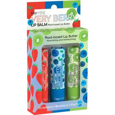 Imagem de HerMINE Bálsamo labial à base de plantas, pacote com 3, protetor labial nutritivo, hidratante labial, sabor delicioso, hidratação intensa