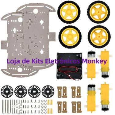 Imagem de Kit De Carro Robô Inteligente 4WD Com Encoder De Velocidade E Caixa De