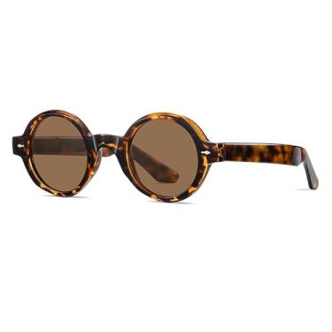 Imagem de Óculos de sol polarizados femininos UV400, óculos de sol masculinos de fibra de acetato, armação redonda, óculos de sol para dirigir, acampar, antirreflexo, óculos de sol, chá de tartaruga brilhante,