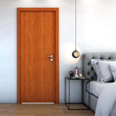 Imagem de Folha de Porta Lisa 210x90 Reforço Fechadura 2 Lados - Valuchi, Mogno