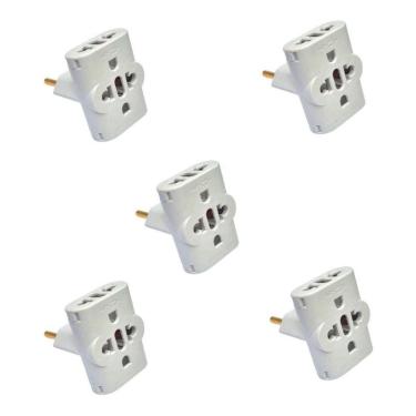 Imagem de Kit Com 5 Adaptador Pino Universal Tomada Benjamim T 10A/20A