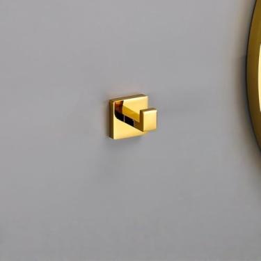 Imagem de Conjunto de acessórios de banheiro de luxo, prateleira de prata brilhante, gancho para roupão, suporte para toalhas, suporte para papel higiênico, aço inoxidável, dourado, gancho