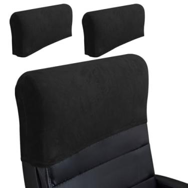 Imagem de Buenanir Capa elástica para encosto de cabeça, protetor de cabeça para cadeiras de escritório, capas de encosto de cabeça para cadeiras de computador com encosto alto, móveis, cadeira reclinável