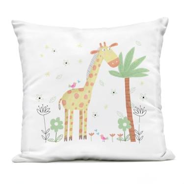 Imagem de Stupell Industries Travesseiro floral com ilustração de girafa para bebê, estampa externa, 45 x 18 x 45, amarelo