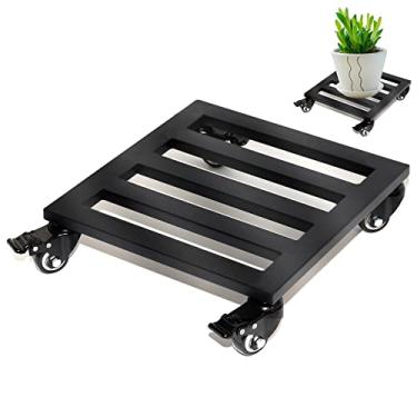Imagem de Carrinho de transporte de plantas com rodas com capacidade de 158 kg, carrinho de metal fundido de ferro fundido, suporte de plantas com rodas reposicionando vasos pesados de 40 cm, transportando