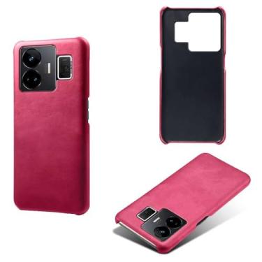 Imagem de Capa para OPPO Realme GT Neo 5 5G,Proteção contra quedas,Casca de volta de cor sólida simples,Design de couro de imitação de plástico-Rose