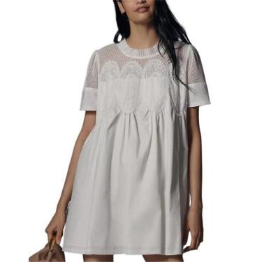 Imagem de Vestido feminino VAOYIU, renda de crochê, mini malha transparente, bra