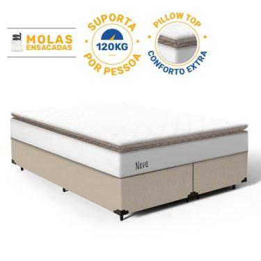 Imagem de Cama Box com Colchão de Molas Ensacadas Pillow Top Neve Queen 158 cm -