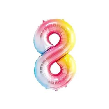 Imagem de Balão Número Metalizado Multicolor 75cm - PartiuFesta, 8