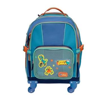 Imagem de Mochila Com 4 Rodinhas 360 Graus Color Block Azul Puket