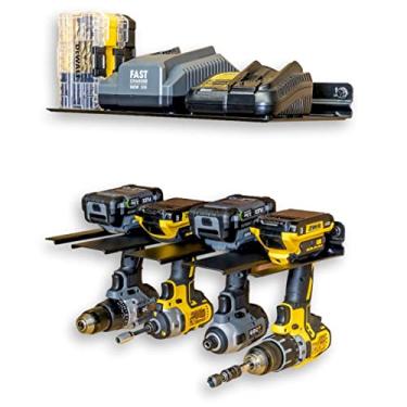 Imagem de StoreYourBoard Prateleira de armazenamento de furadeira elétrica, comporta 4 brocas, organizador de parede suspenso para garagem, casa, oficina, galpão