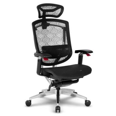 Imagem de Cadeira Escritório Ergonomica DT3 Iryna Exclusive em Mesh Vintex-I™,Apoio de cabeça 3D c/ 15 pontos de ajuste de altura, Braços 5D(com alavancas de controle altura assento e reclino); NR-17 (Black)