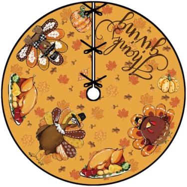 Imagem de Saia para árvore de ação de graças, 121 cm, outono, graças à colheita, gola de árvore de peru, ação de amigos, outono, abóbora, folha de bordo, decoração de ação de graças para festa em casa