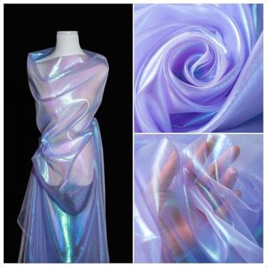 Imagem de Tecido de organza transparente iridescente - 3,3 jardas de comprimento, 149 cm de largura - para bricolage, artesanato de costura, decorações de casamento e festa, tule, gaze, borda decorativa de