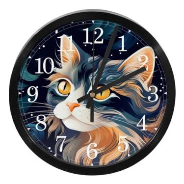 Imagem de LILINWAN Relógio de parede 24 cm sem tique-taque silencioso operado por bateria relógio de parede redondo moderno estilo simples decoração relógio para escritório/escola/quarto/sala de estar