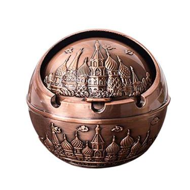 Imagem de Cinzeiros para cigarros Cinzeiro de estilo europeu inovador personalizado moderno multifuncional sala de estar mini com tampa grande metal retro cinzeiro decoração decoração bandeja de cinzeiro para