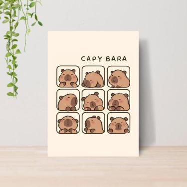 Imagem de Quadro Capivaras Fofas A4  Placa MDF 004 - Lomi Art