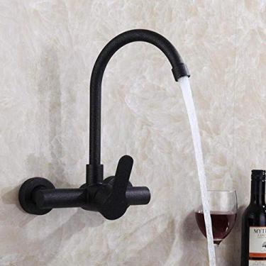 Imagem de RAUGAJ Torneiras, pedra de quartzo preto 304, torneira de parede, fria e quente, pia, torneira grande curva grande/1