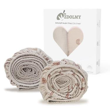 Imagem de Sábana Ajustable Zdolmy Paquete de 2 100% Algodón Para Cuna 71x132 cm