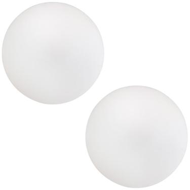 Imagem de Kit 02 Assentos Redondo Banqueta Cadeira Estofados Poltronas H02 Corino Branco 25 cm - Lyam Decor