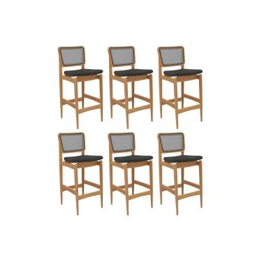 Imagem de Banqueta Sala De Jantar Liz 1bmm009ca Premium Madeira Maciça Kit 6 Un Carvalho-boucle Grafite-tela Grafite - Kappesberg