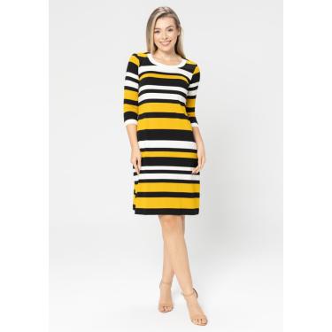 Imagem de Vestido 3/4 Pau a Pique Listrado Preto