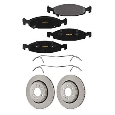 Imagem de Goodyear Freios PRK42659F | Kit de freio dianteiro e SUV com par (2) de rotores de freio revestidos AntiOx e pastilhas de freio de cerâmica de carbono para Jeep Grand Cherokee 10-99
