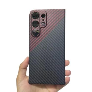 Imagem de Waillynice Capa de fibra de carbono original para Samsung Galaxy S24 Ultra Anti-queda de fibra de aramida Design S24ultra Capa (Vermelha Preta (orifício fino), para S24 Ultra)
