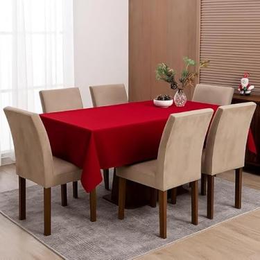 Imagem de Toalha de Mesa Retangular Oxford Lisa 10 Lugares 3,00x1,40m – Ideal para Natal, Ano Novo e Festas - Vermelho