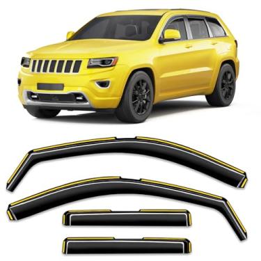 Imagem de Goholy Protetor de chuva de janela no canal para Jeep Grand Cherokee (não para assentos L 7) 2011-2021 Protetores de chuva Viseiras de janela lateral Viseira de ventilação de perfil baixo Defletores